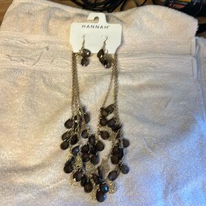 Hannah earrings and matching necklace brown/gold $24 original price